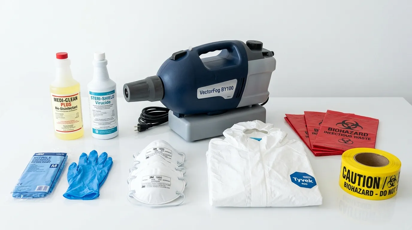 Professional biohazard remediation crew working in Newark